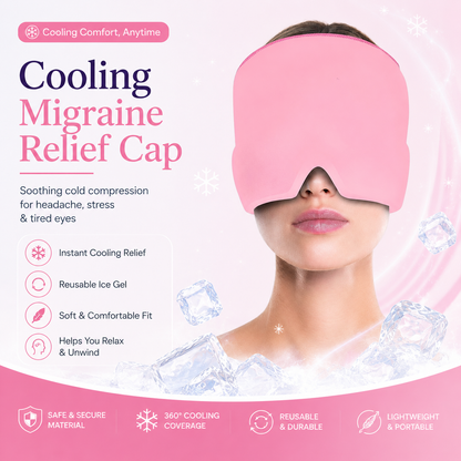 Cooling Migraine Relief Cap – Reusable Ice Gel Head Wrap for Headache & Stress Relief