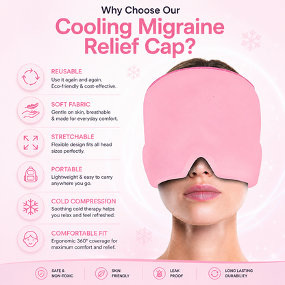 Cooling Migraine Relief Cap – Reusable Ice Gel Head Wrap for Headache & Stress Relief